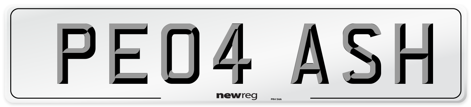 PE04 ASH Number Plate from New Reg